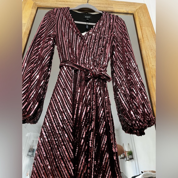 STRIPE SEQUIN BELLISSA DRESS IN MULTI PINK - Picture 7 of 11